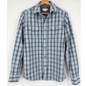Sun + Stone Men's Blue Plaid Corduroy Button Up Long Sleeve Shirt Size S